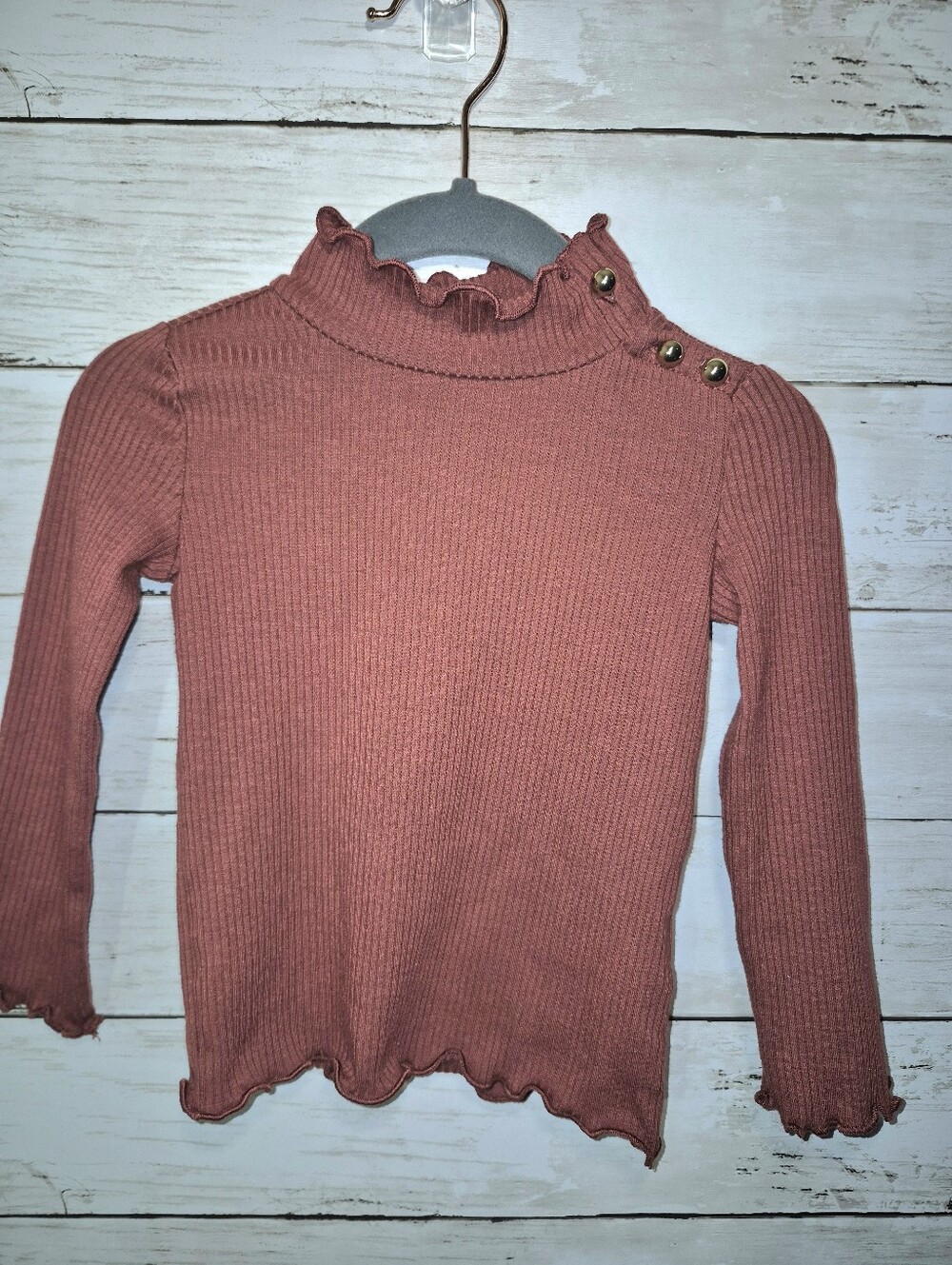 NWOT 12-18m Janie & Jack Dusty Rose/Rust Color Ribbed Long-Sleeve Mockneck Top